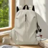 A simple and fashionable white backpack, a lightweight and large-capacity casual travel bag for student commuting details Picture
